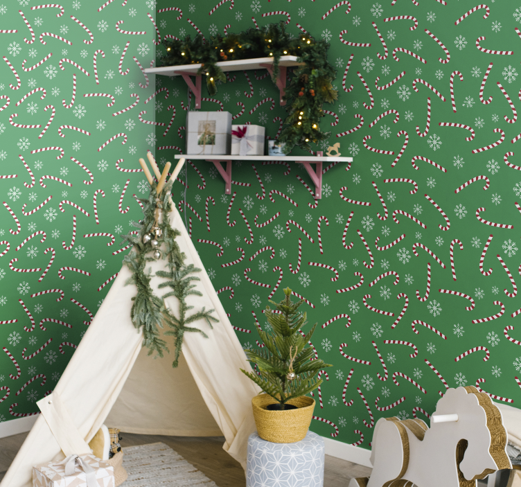 Tapet de dormitor de crăciun bomboane - TenStickers