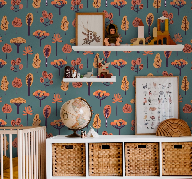 Copaci tapet motive botanice stilizate - TenStickers