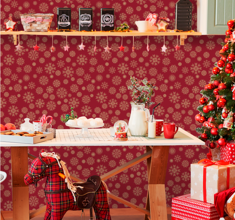 Crăciun tapet design floral înghețat - TenStickers