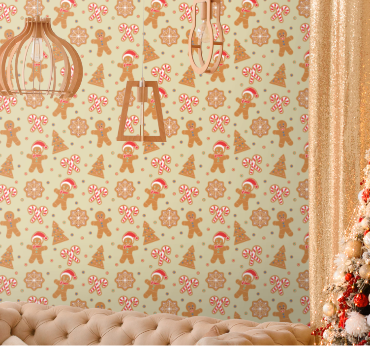 Crăciun tapet figuri festive de turtă dulce - TenStickers