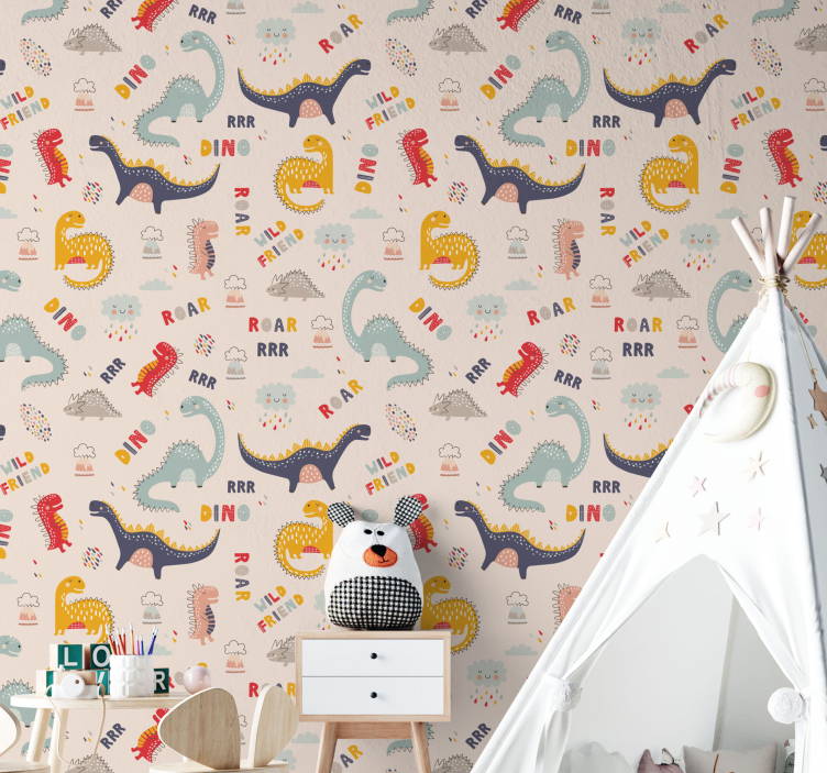 Dinozauri colorati cu imagini de fundal pentru copii - TenStickers