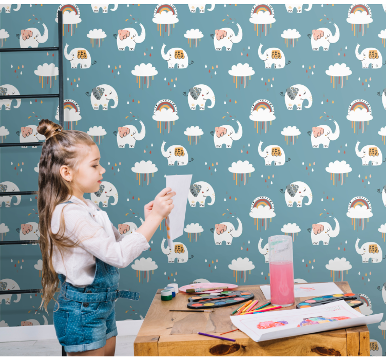 Elefant tapet paradă jucăușă a elefanților - TenStickers