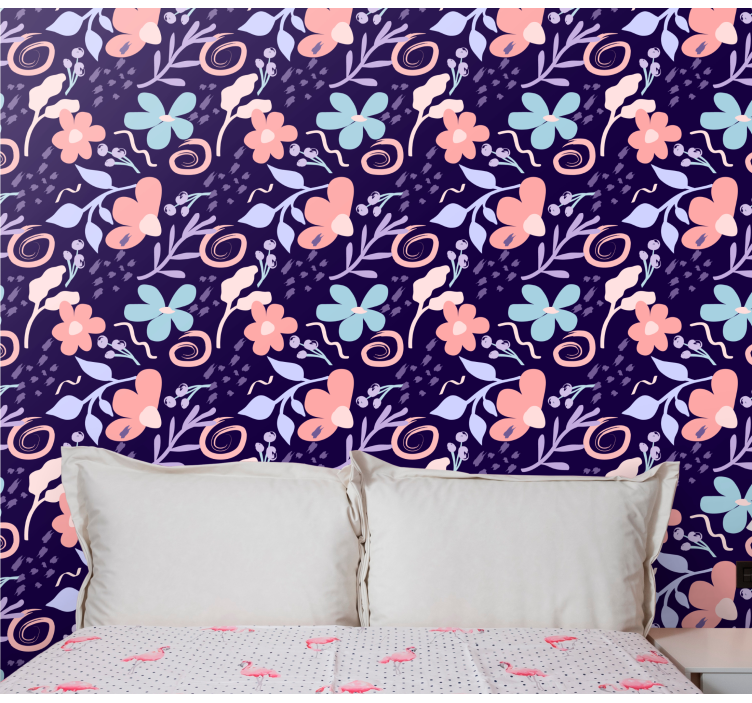 Tapet flori model floral violet - TenStickers