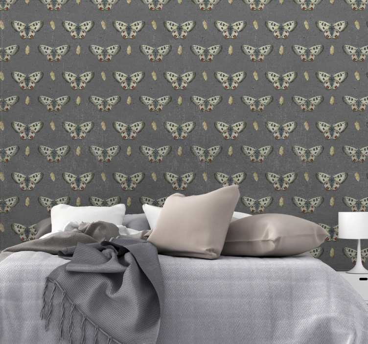 Fluturi și tapet texturat din beton - TenStickers