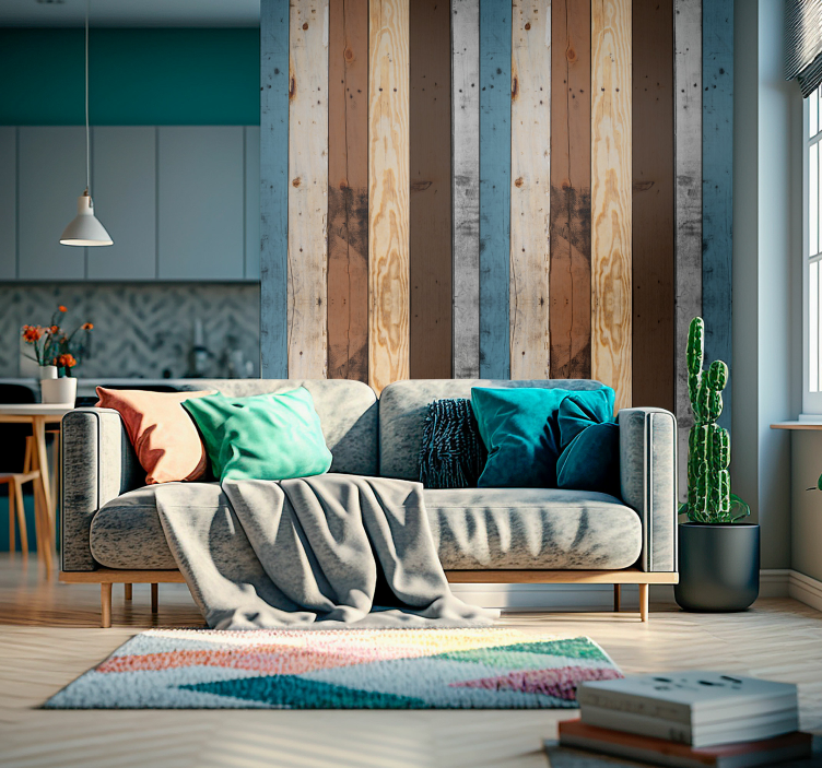 Frumusețea tapetului cu efect de lemn - TenStickers