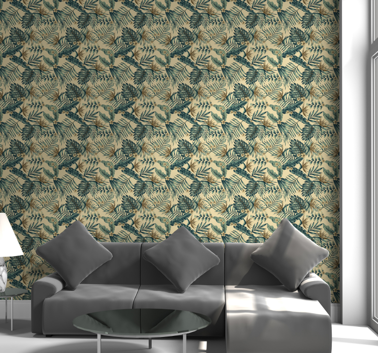 Tapet de flori cu frunze tropicale - TenStickers