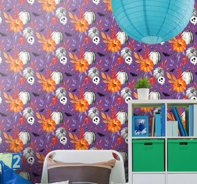 Fundal violet cu tapet de dovleac - TenStickers