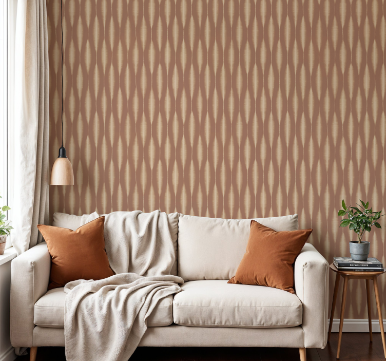 Geometric tapet ikat kasuri mocha mousse - TenStickers