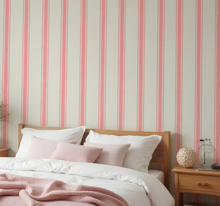 Geometric tapet linii verticale roz pastel - TenStickers