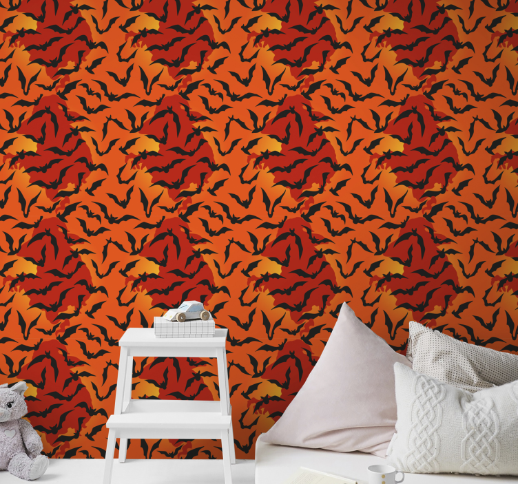 Lilieci pe fundal roșu și portocaliu tapet roșu - TenStickers
