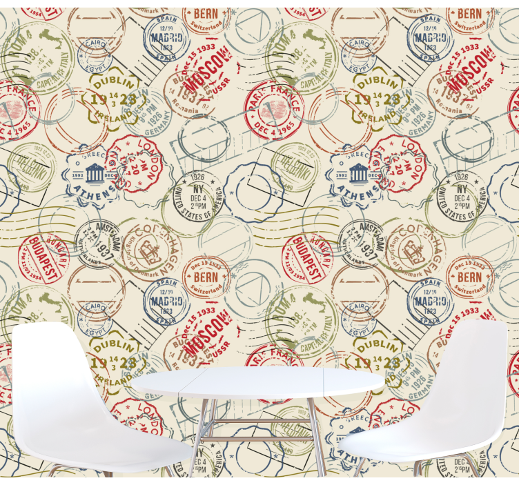 Orașe tapet colaj de timbre de călătorie - TenStickers
