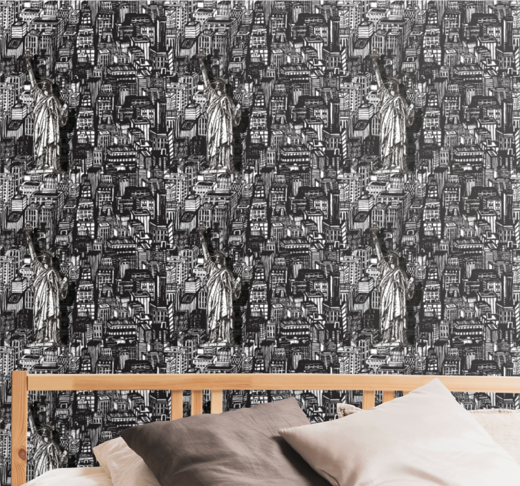 Orașe tapet colaj urban statuie - TenStickers