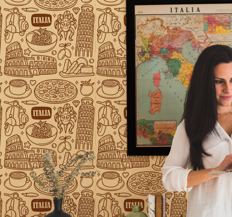 Orașe tapet schiță de repere italiene - TenStickers