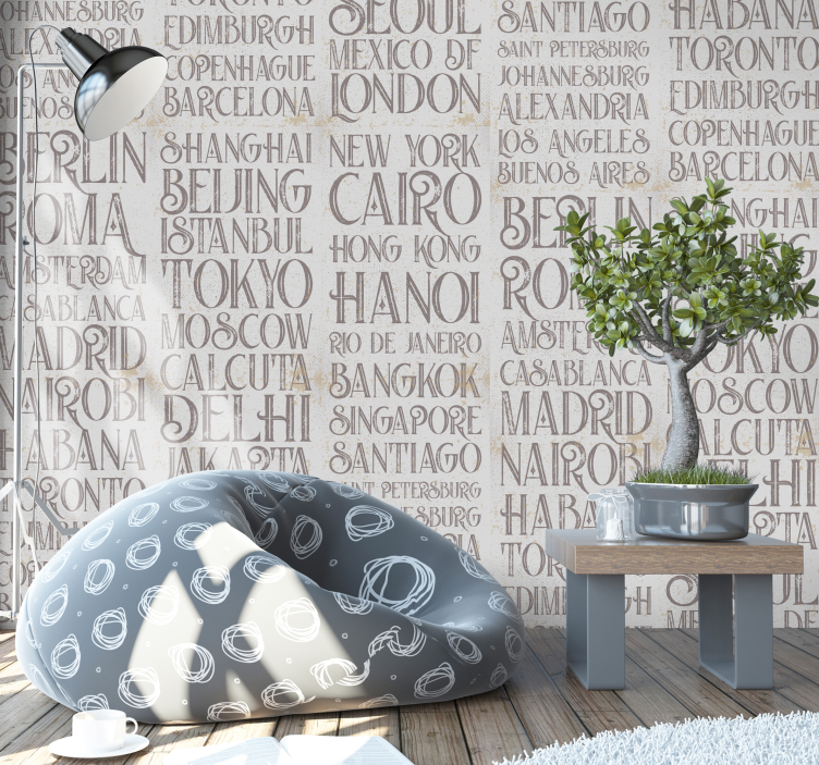 Orașele lumii tapet cu litere - TenStickers