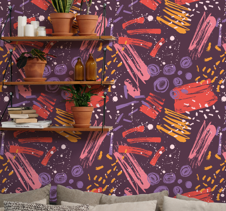 Tapet abstract lovituri de pensula expresive - TenStickers