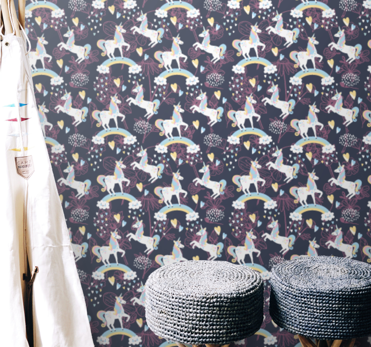 Tapet copii pentru copii cu unicorn roz - TenStickers