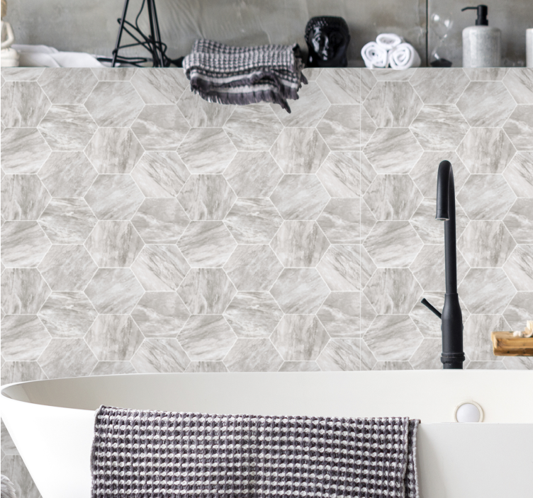 Tapet marmura cu model hexagonal marmura gri - TenStickers