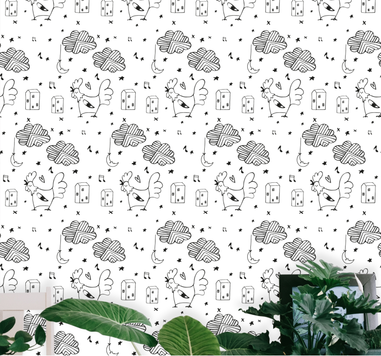 Tapet de animale model de desene animate cocoș - TenStickers