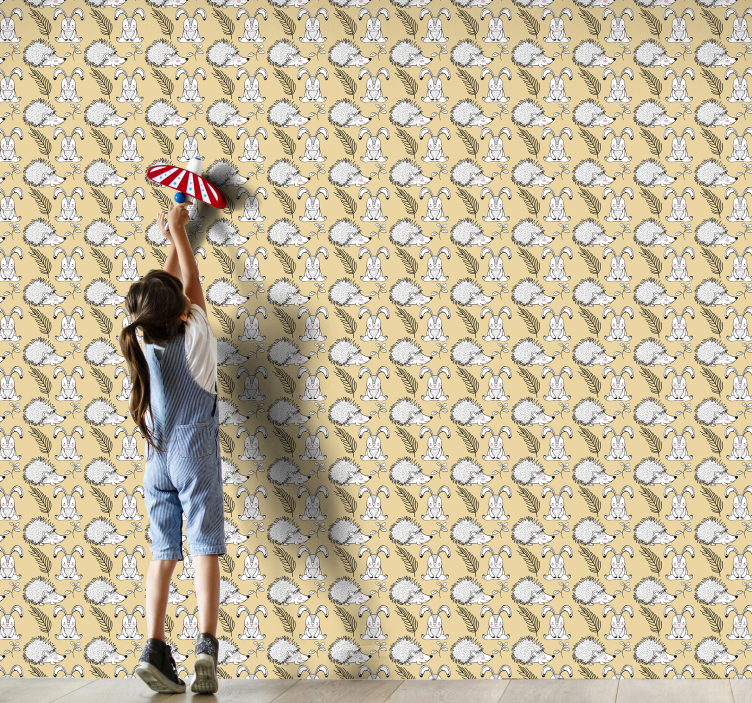 Tapet de animale model de iepuraș și arici - TenStickers