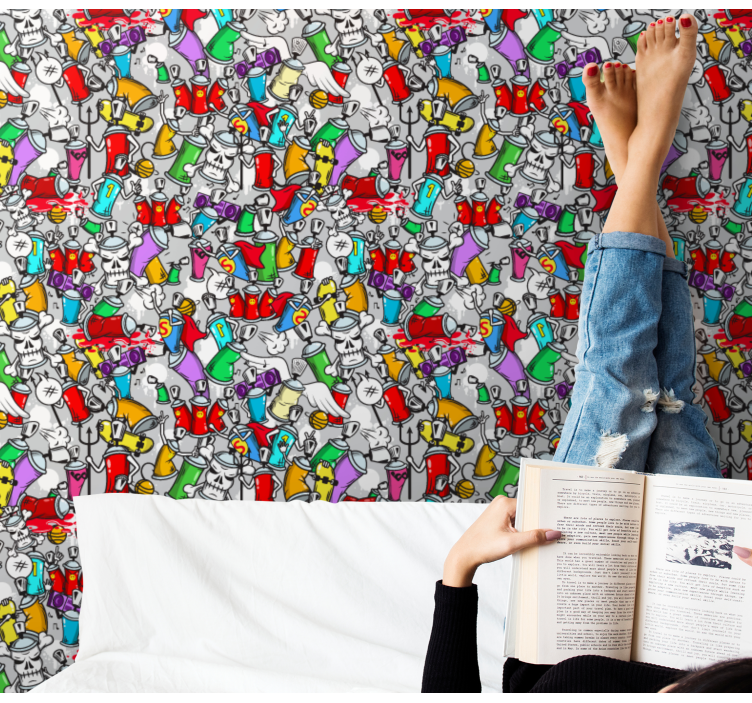 Tapet de artă vase de vopsea graffiti - TenStickers