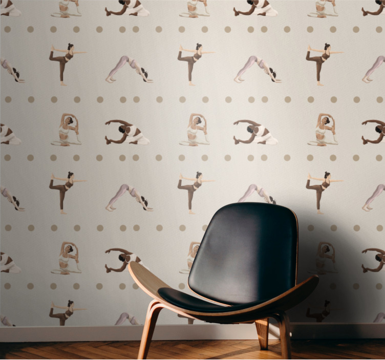 Tapet de artă figuri de poziții de yoga - TenStickers