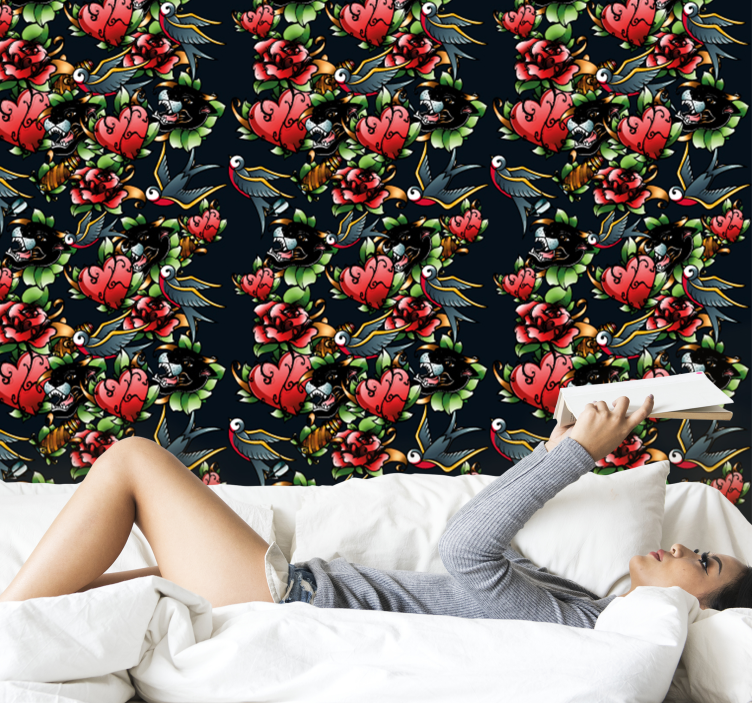 Tapet de artă model de stil de tatuaj - TenStickers