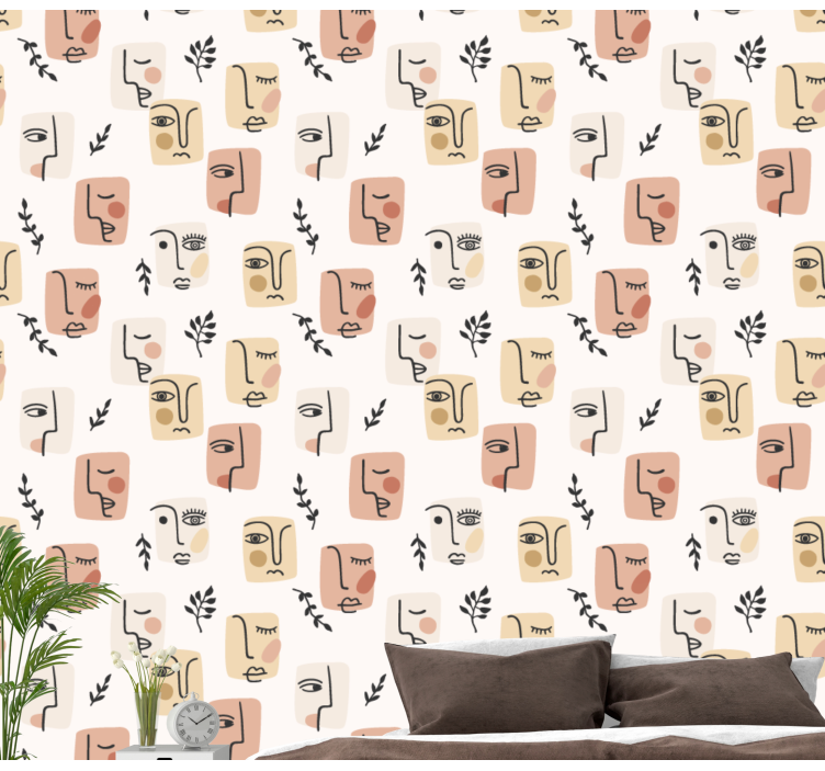 Tapet de artă modele faciale abstracte - TenStickers