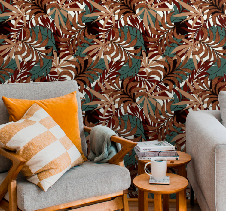 Tapet de frunze mural botanic abstract - TenStickers