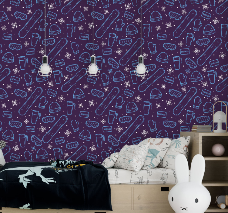 Tapet pentru dormitor pentru adolescenți cu sporturi de iarnă - TenStickers