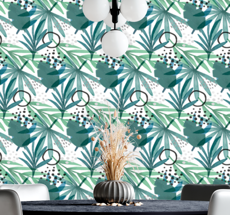 Tapet de frunze geometric tropical - TenStickers