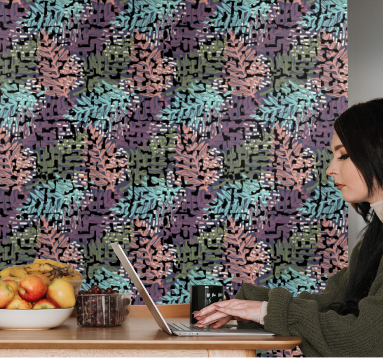 Tapet de frunze model de frunziș digital - TenStickers