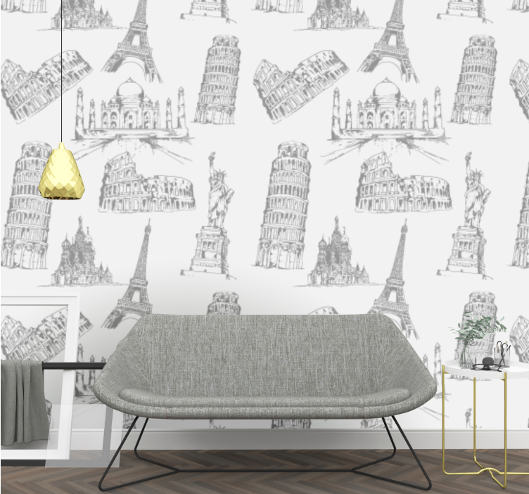 Tapet de oraș cele mai faimoase modele de monumente - TenStickers