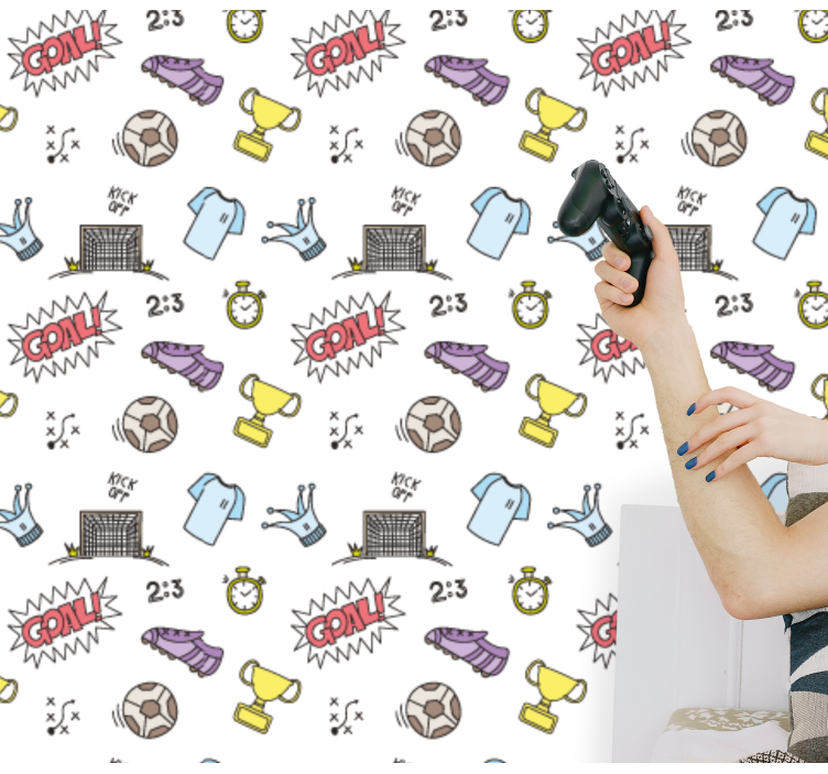 Tapet de pepinieră temă distracție de fotbal - TenStickers