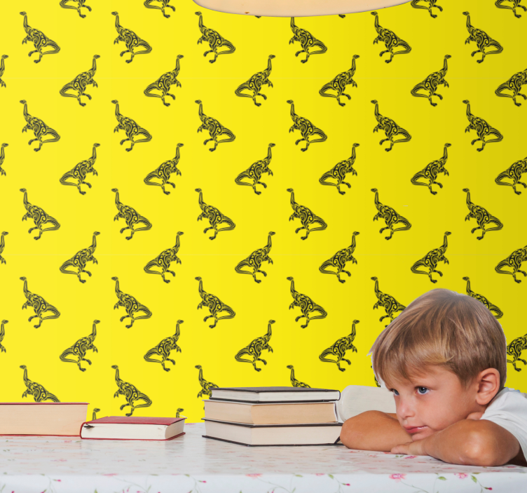 Tapet dinozauri aventura galbena - TenStickers