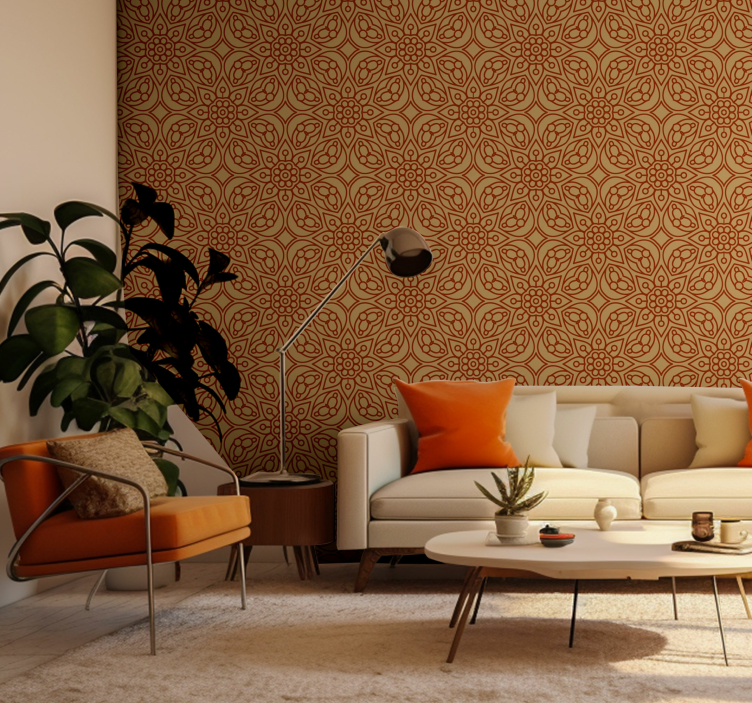 Tapet vintage cu elemente mandala florale - TenStickers