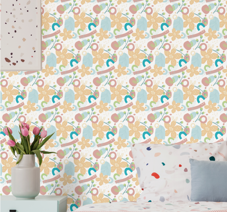 Tapet abstract motiv floral simplu - TenStickers