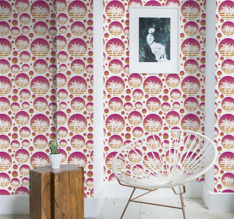 Tapet vintage design retro palmier - TenStickers