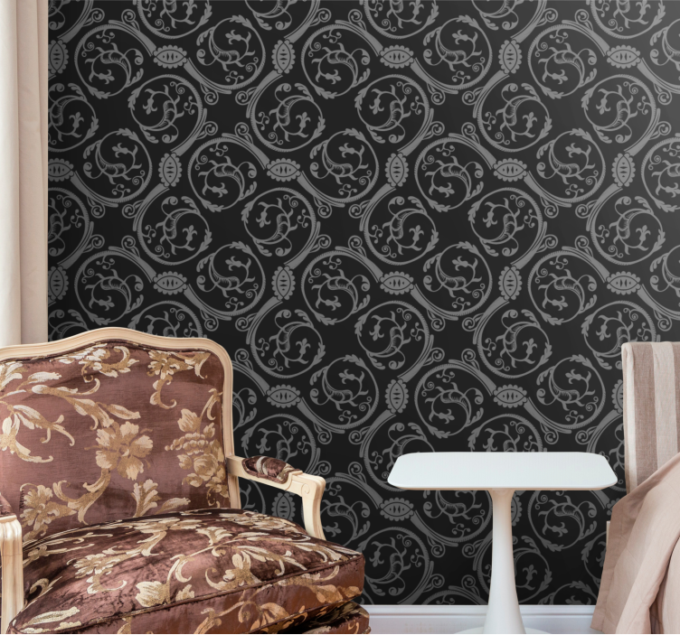 Tapet floral elemente negre elegante - TenStickers