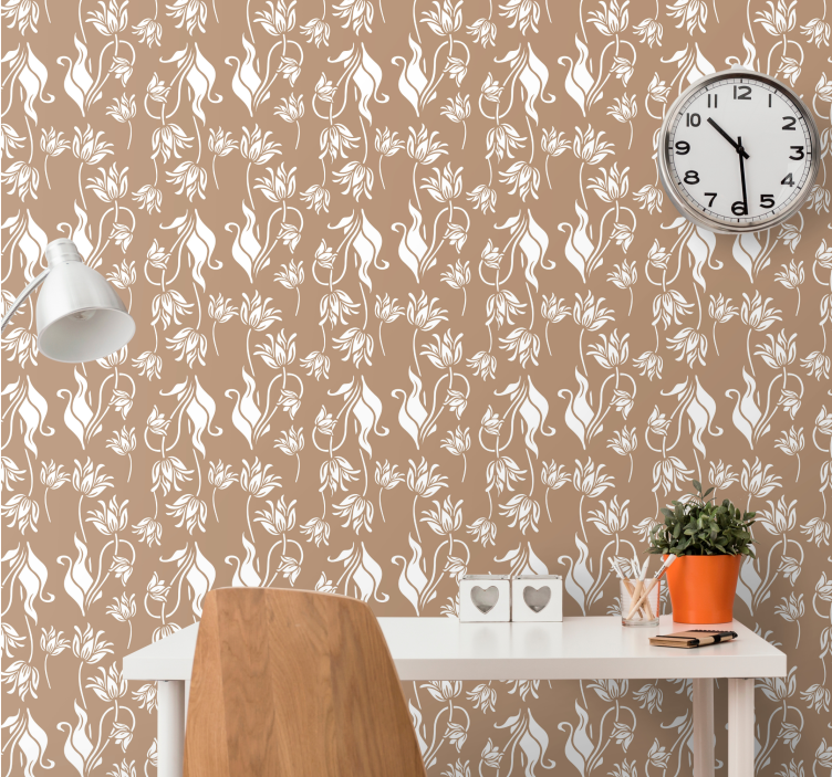 Tapet floral display bej elegant - TenStickers
