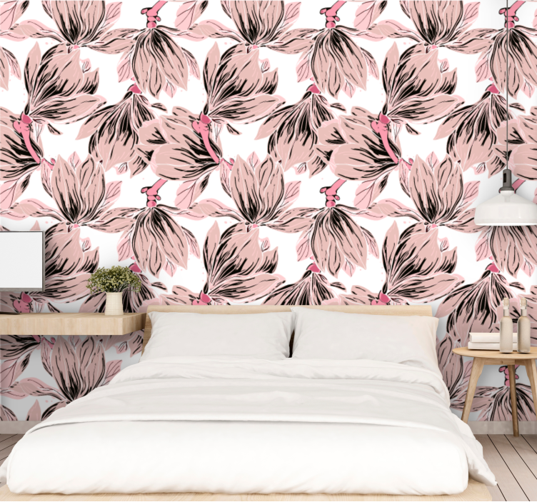 Tapet floral flori roz elegante - TenStickers