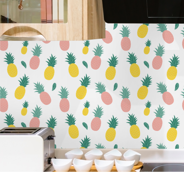 tapet bucătărie model de ananas tropical - TenStickers