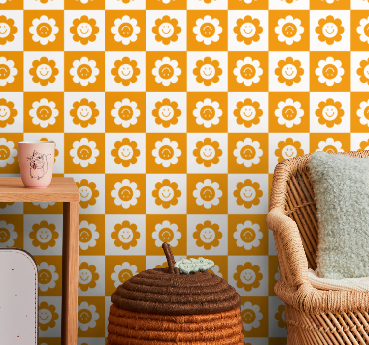 Tapet floral model de flori zâmbitoare - TenStickers