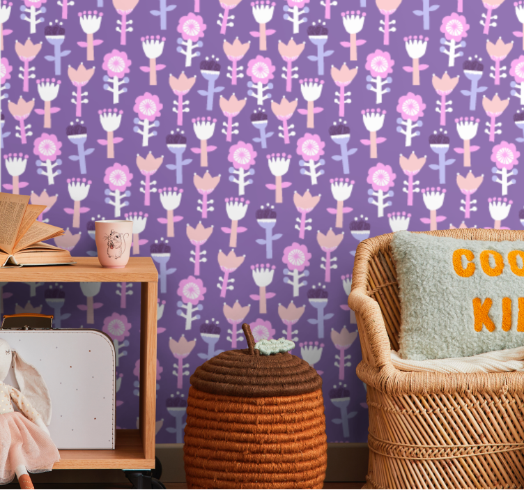 Tapet flori cu motiv purpuriu - TenStickers