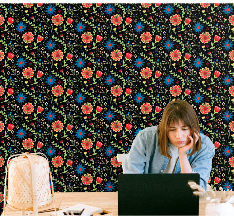 Tapet flori accent cu model floral - TenStickers