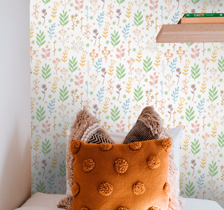 Tapet flori accente de verdeață florală - TenStickers