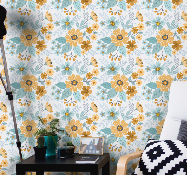 Tapet flori aranjament floral fluture - TenStickers