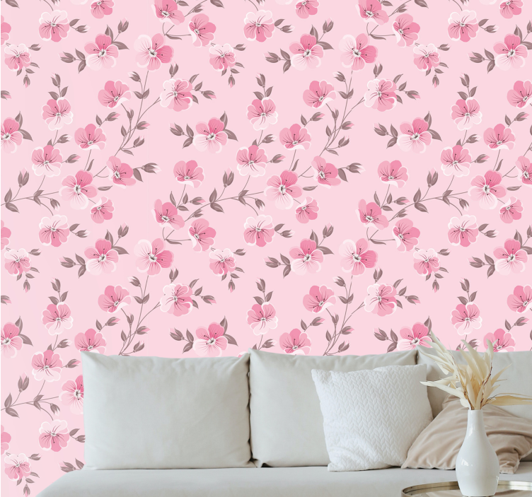 Tapet flori aranjament floral roz - TenStickers