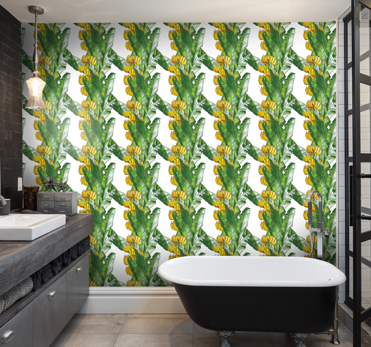 Tapet baie motiv cu frunze tropicale - TenStickers