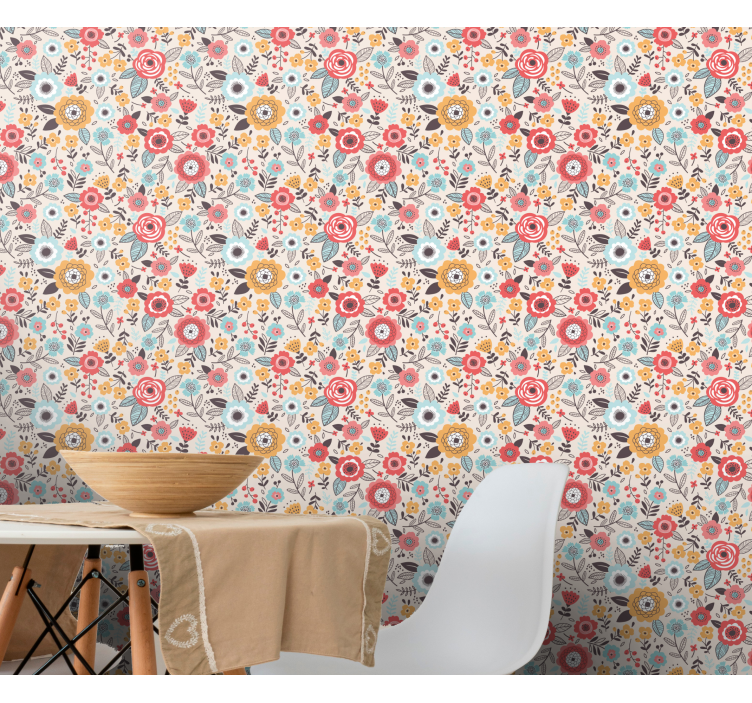 Tapet flori design floral colorat - TenStickers