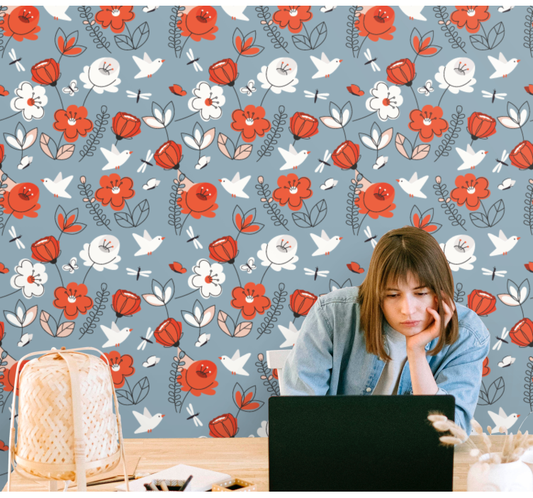 Tapet flori detaliu cu model floral - TenStickers